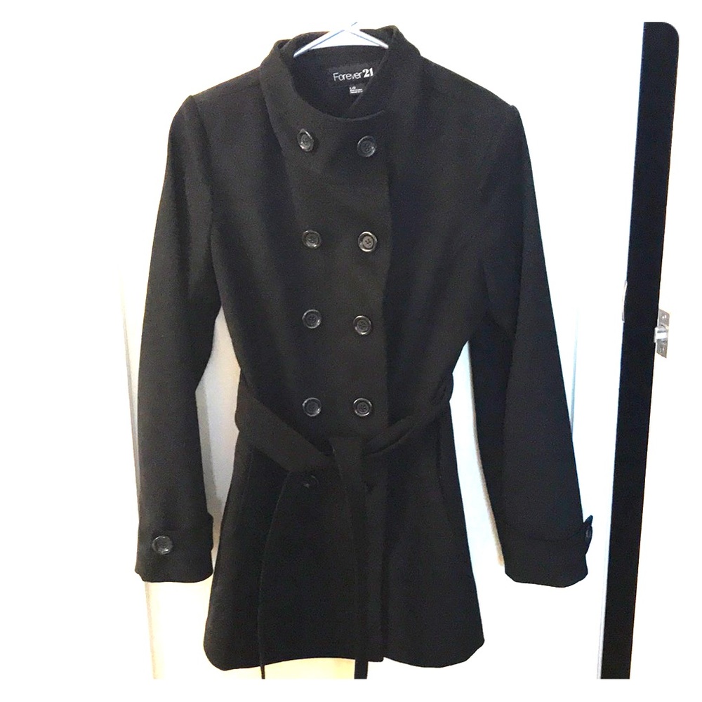 EUC Forever 21 black trench coat